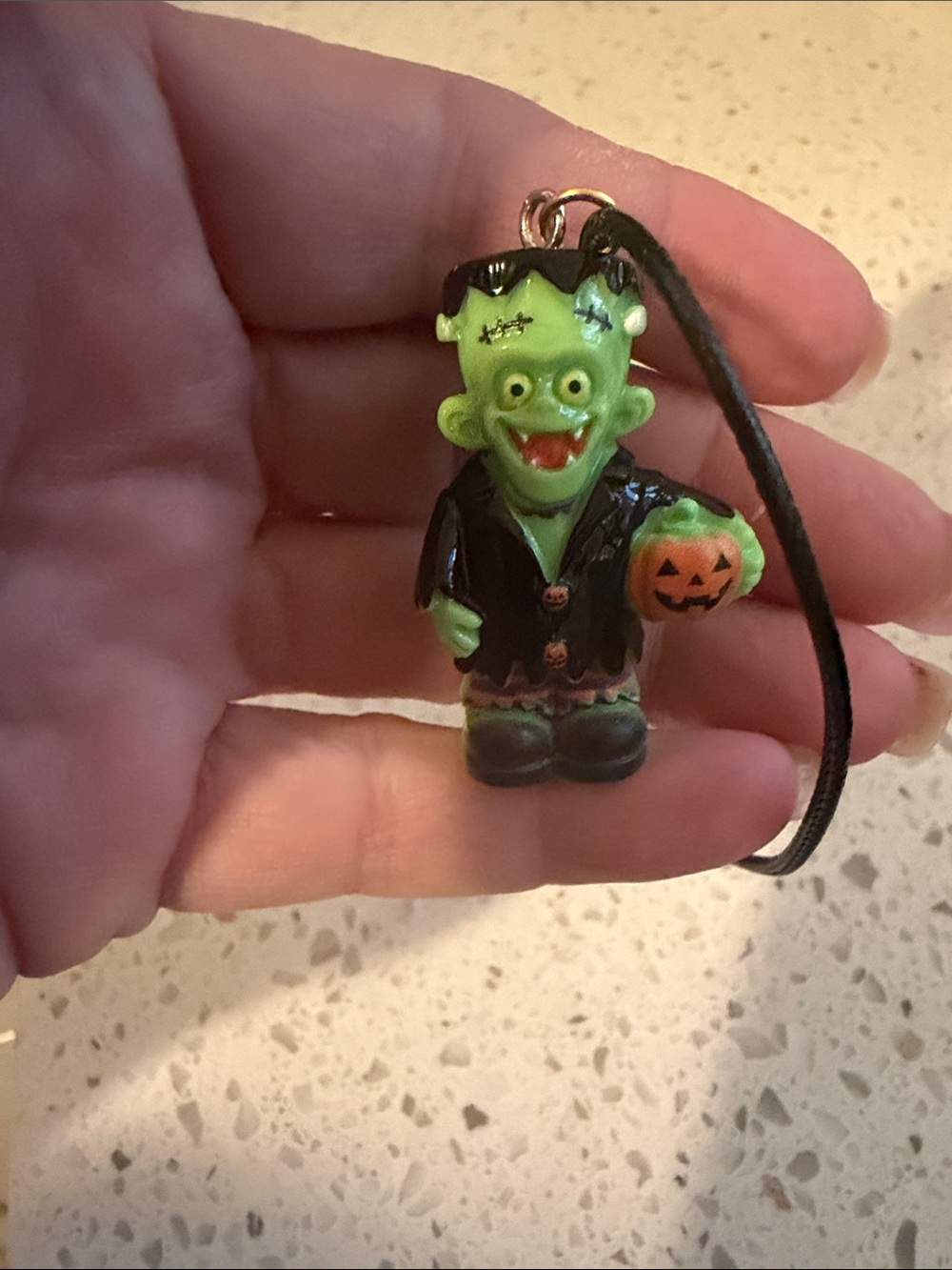 Green Frankenstein Pumpkin Necklace 18’ adjustable necklace New